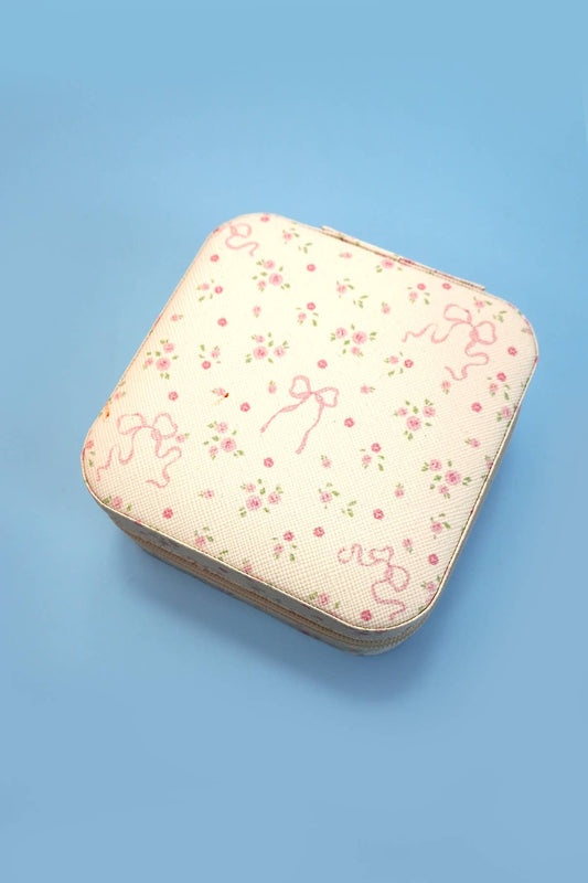 Jewelry Travel Case - White Bows