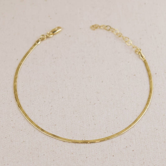 Herringbone Anklet - 18k Gold