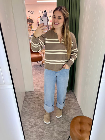 Lana Striped Sweater - Mocha