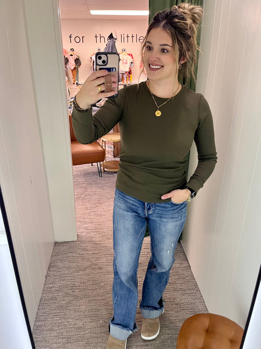 Evie Long Sleeve - Olive Green