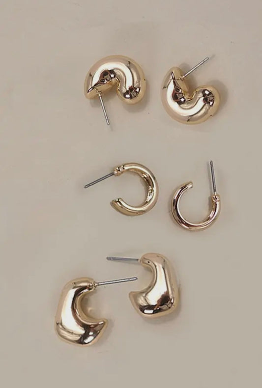 Bubble Hoop Trio Set - Gold