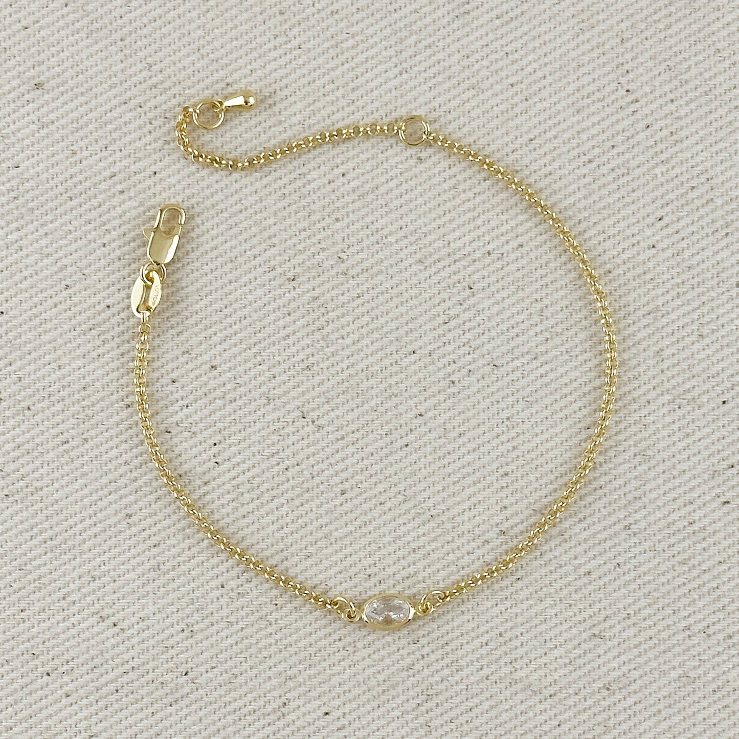 CZ Solitaire  Bracelet -18k Gold Filled