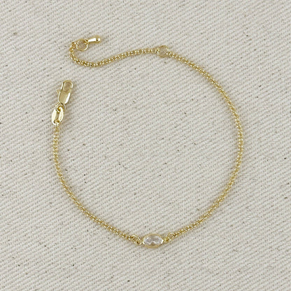 CZ Solitaire  Bracelet -18k Gold Filled