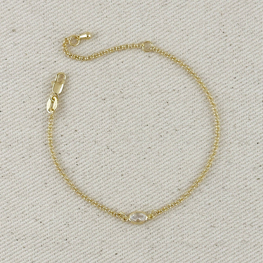 CZ Solitaire  Bracelet -18k Gold Filled