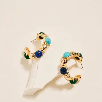 Multi Color Gold Hoops - Blues