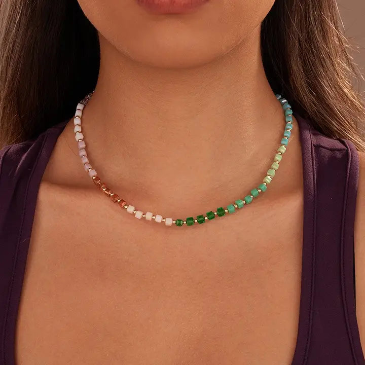 Multicolored Cube Necklace