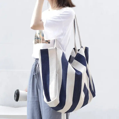 Striped Tote Bag - Red