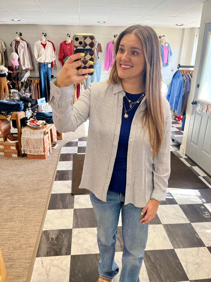 Maren Linen Button Up - Denim