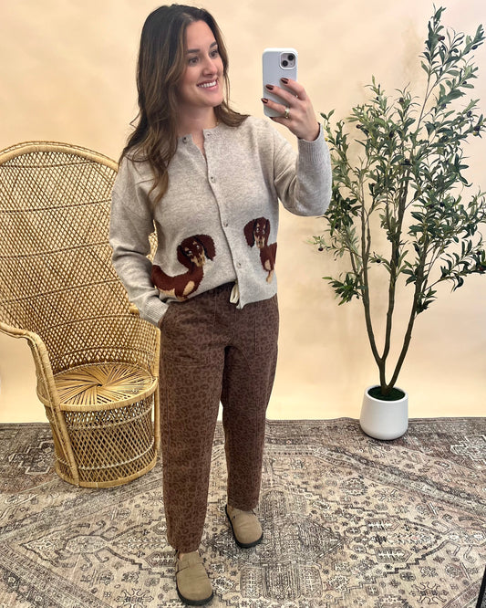 Kyleigh Leopard Pants - Vintage Mocha