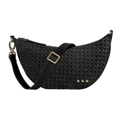 Paige Suede Woven Crossbody - Black