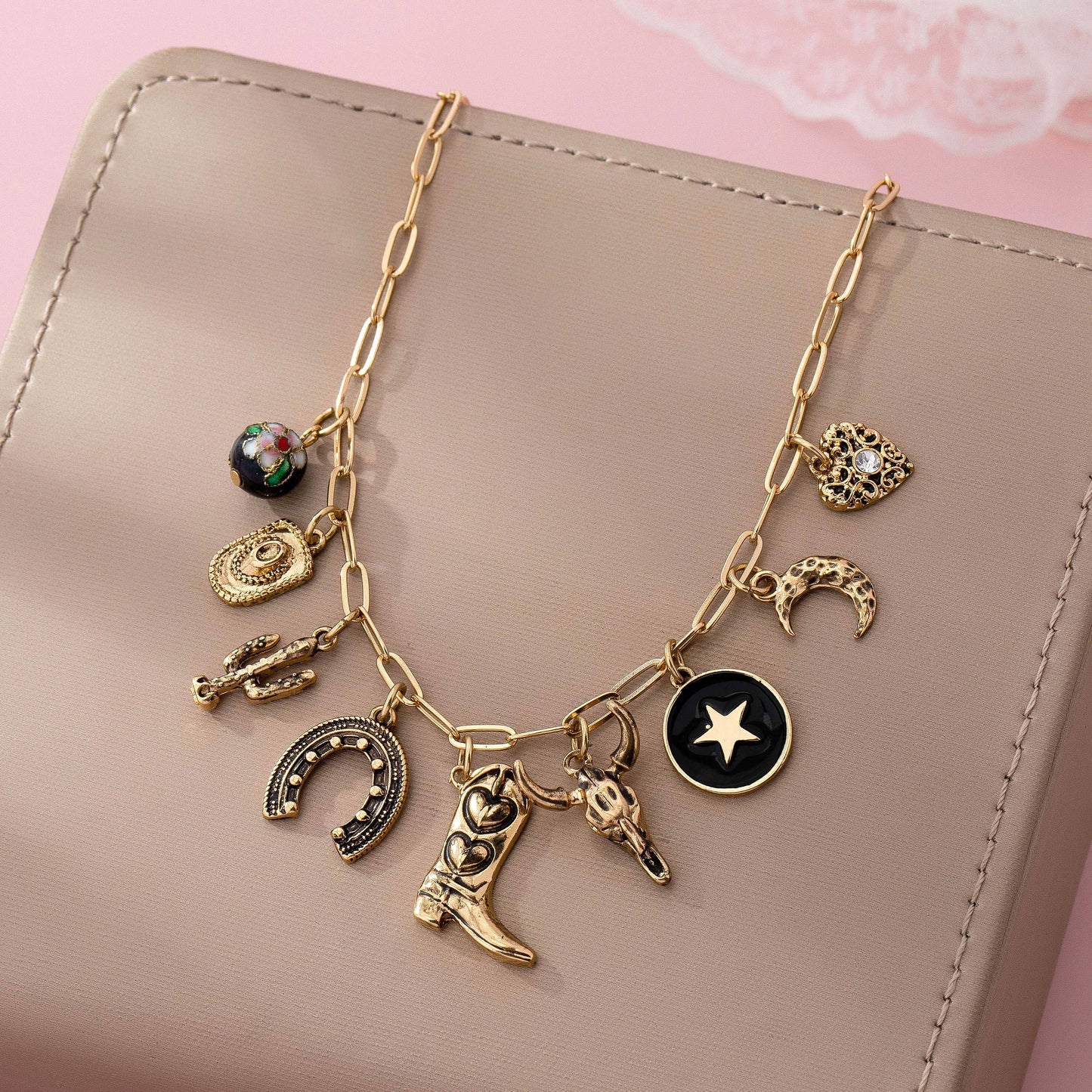 Western Boot Charm Necklace - Gold