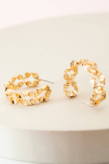 Hammered Geo Hoops - Gold