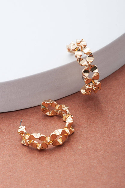 Hammered Geo Hoops - Gold