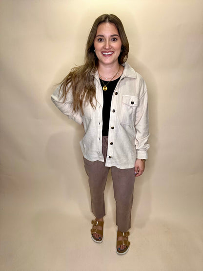 Ivy Button Up Jacket - Cream