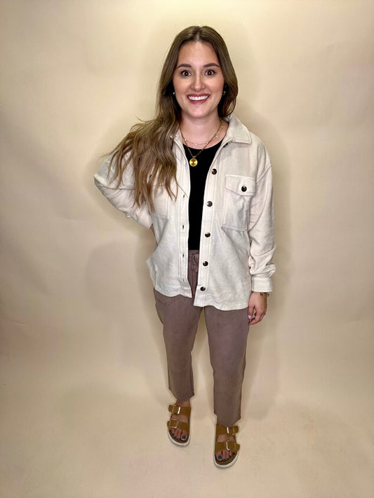 Ivy Button Up Jacket - Cream