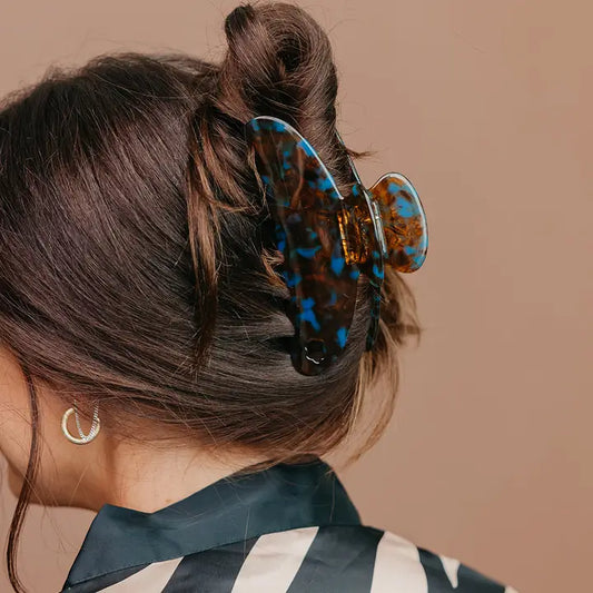 House of Her Tortoise Teal Acetate Claw - Oversized