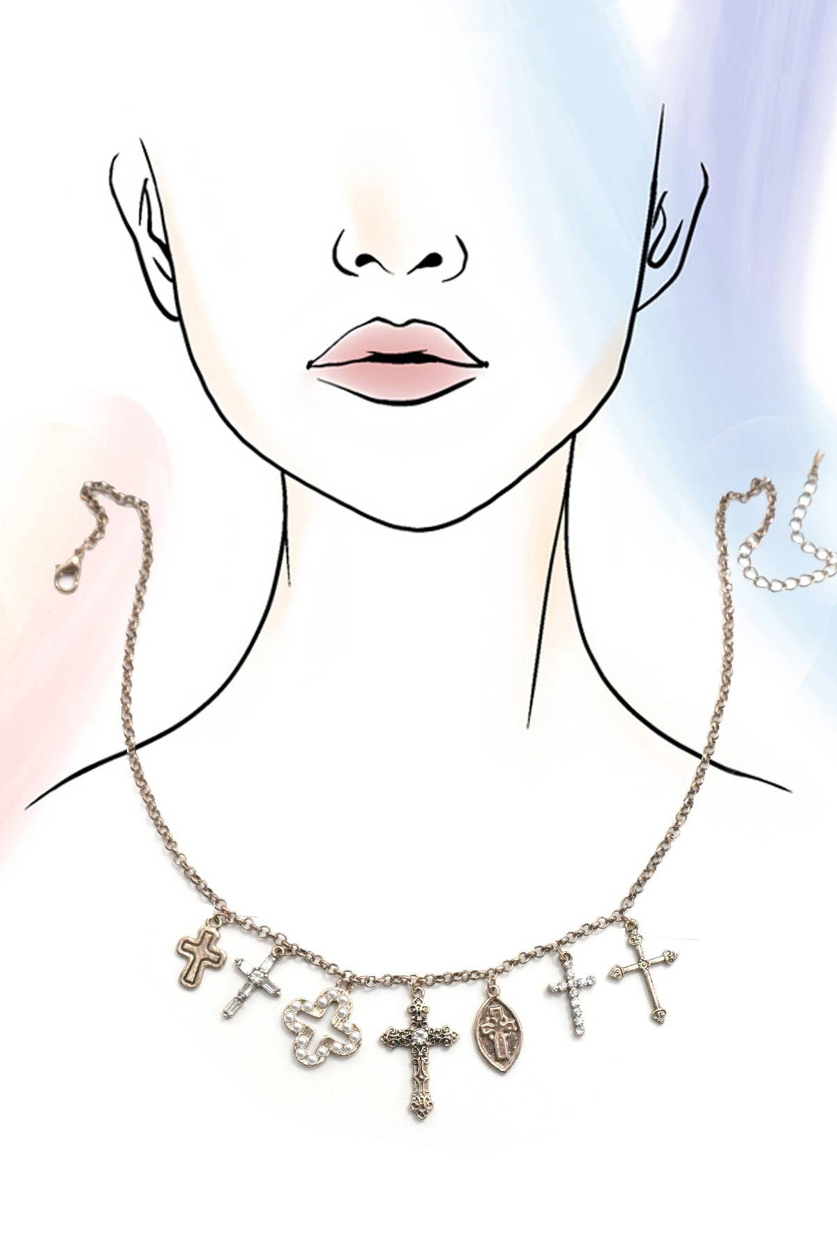 Cross Charm Necklace - Burnish Gold
