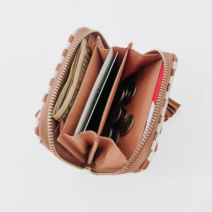 Wynona Woven Wallet: Checkered Tan
