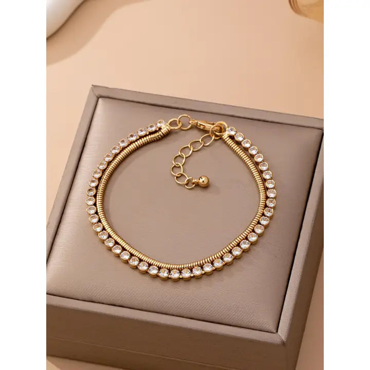 Double Snake Chain Bracelet - Gold