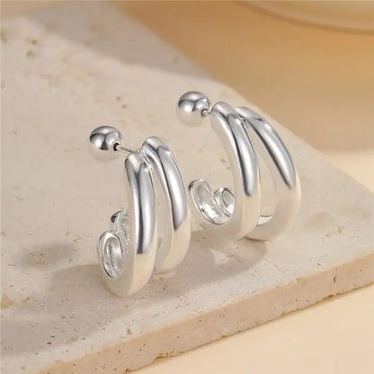 Double Hoop Earrings - Silver