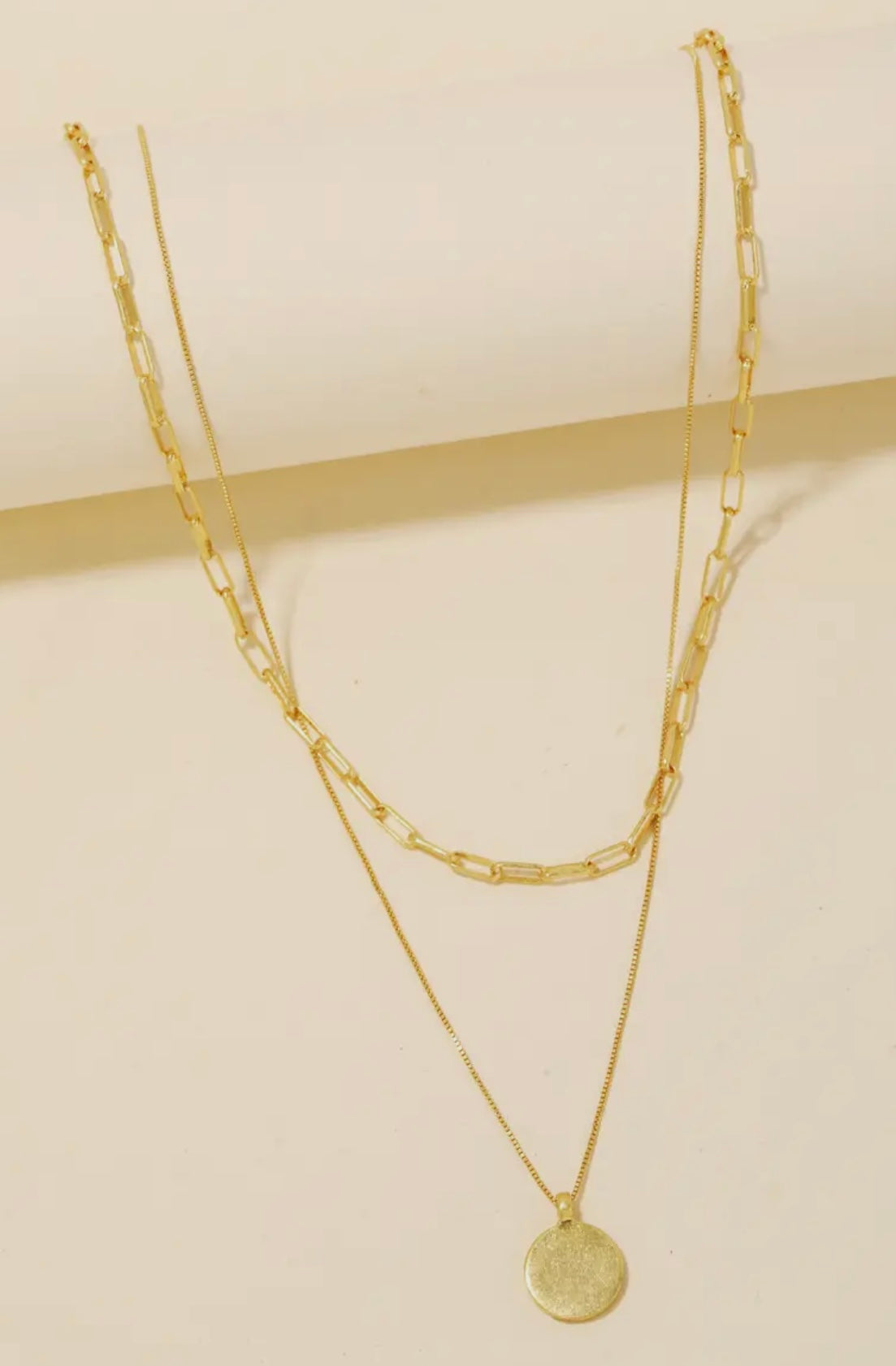 Coin Pendant Layer Necklace - Gold