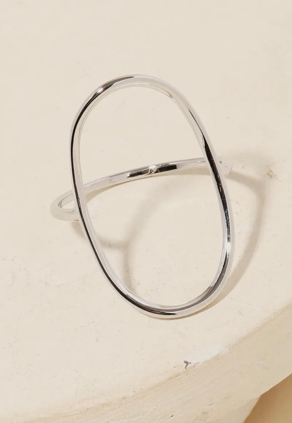 Curved Oval Ring - Silver