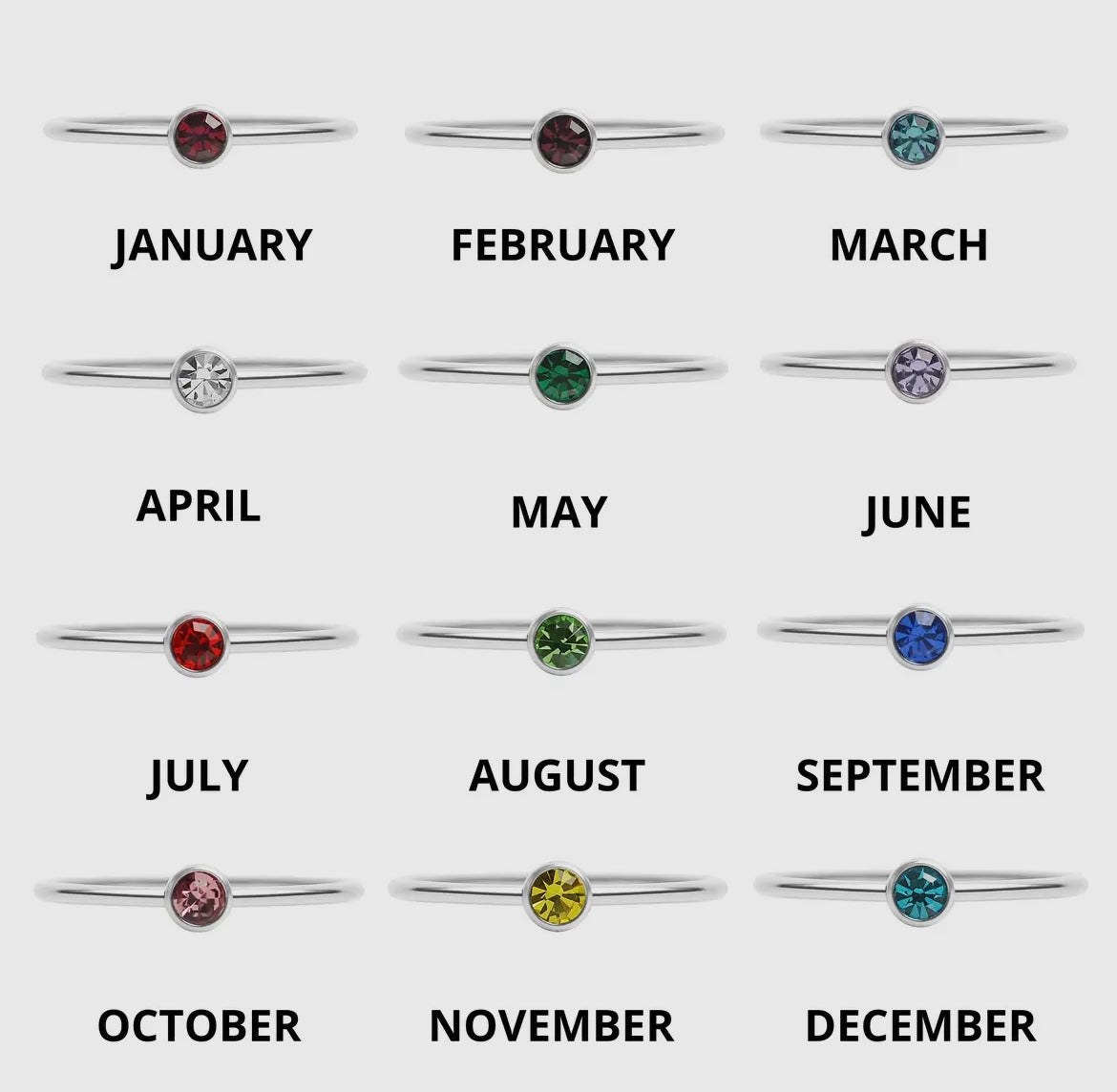Stainless Steel Birthstone Stacking Ring