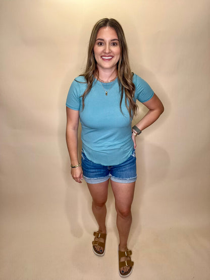 Regan Basic Tee - Dusty Teal