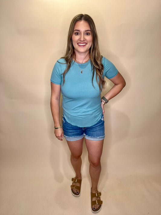 Regan Basic Tee - Dusty Teal