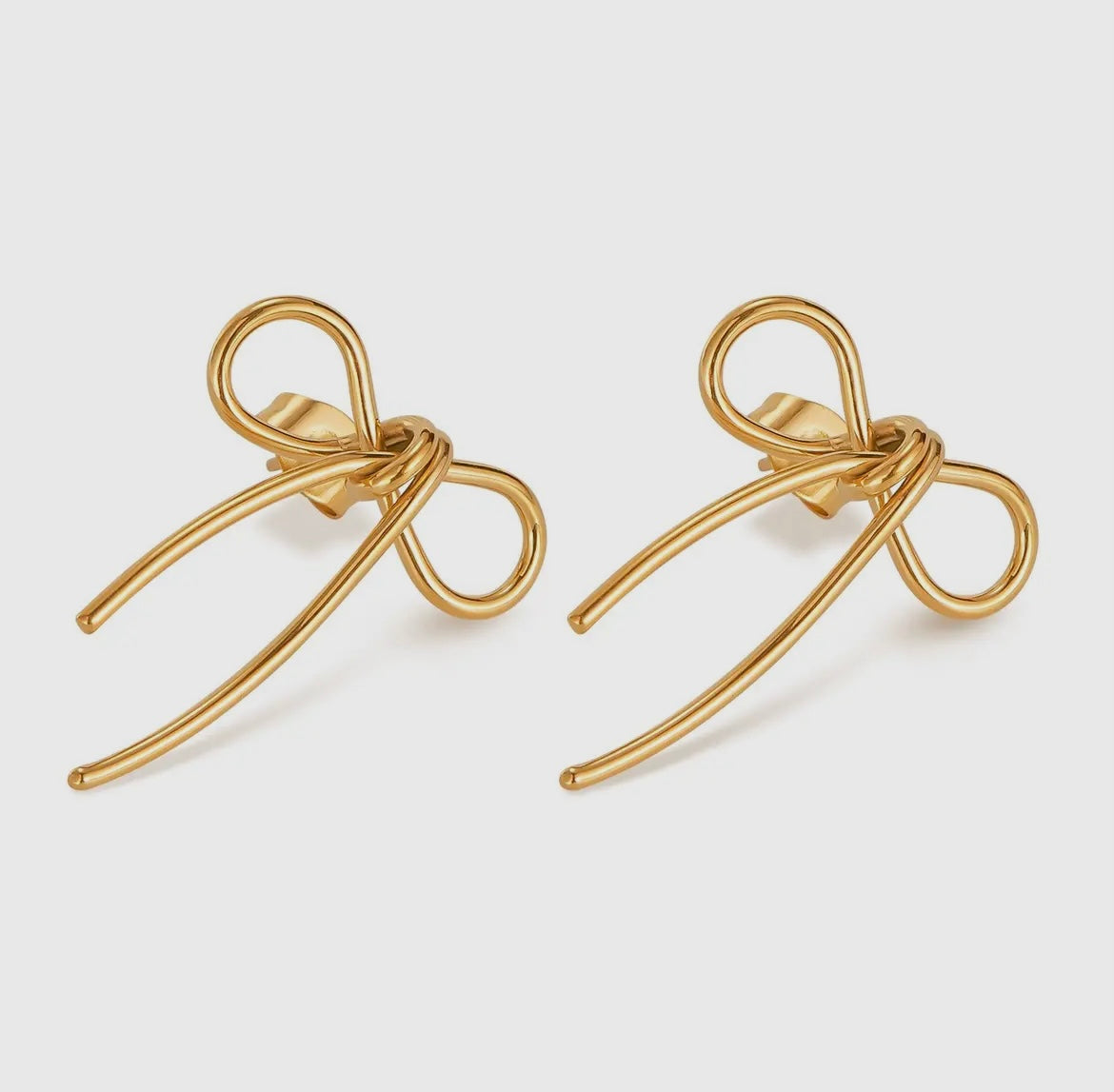Ribbon Bow Studs - Gold
