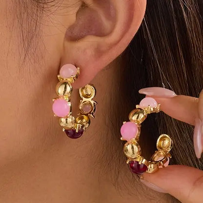 Multi Color Gold Hoops - Pinks