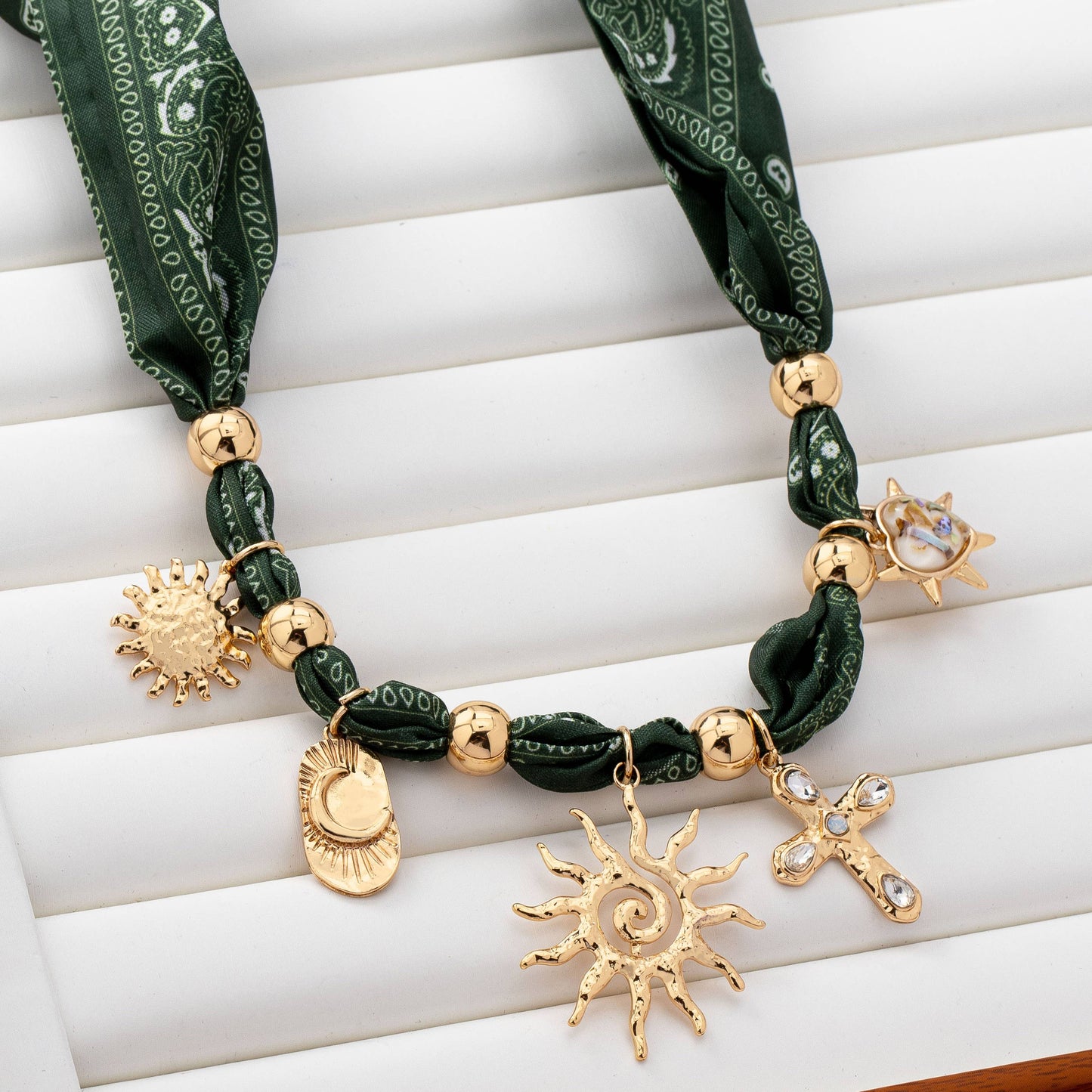 Scarf Necklace - Paisely Green