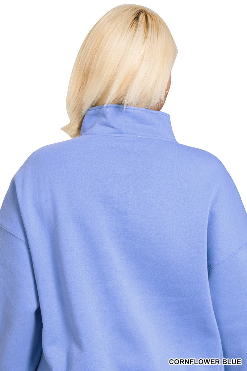 Shayleen Half Zip Sweatshirt - Cornflower Blue