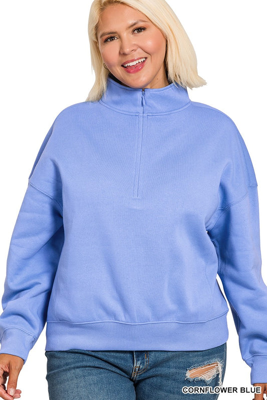Shayleen Half Zip Sweatshirt - Cornflower Blue