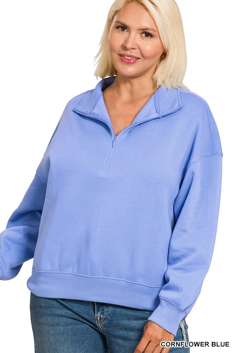 Shayleen Half Zip Sweatshirt - Cornflower Blue