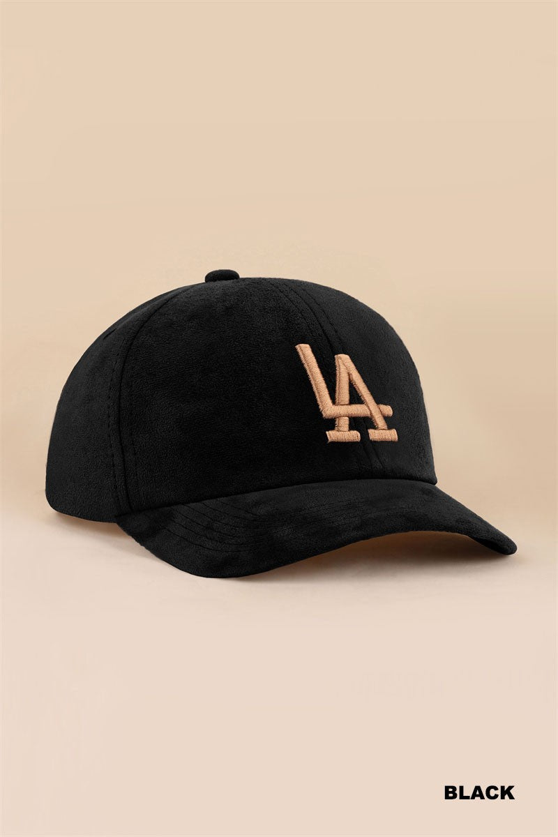 LA Suede Baseball Cap - Black