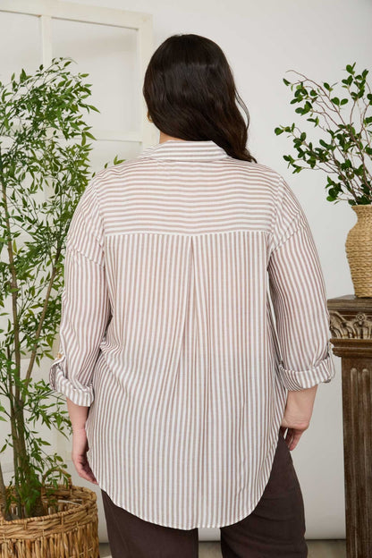 Della Striped Button Down - Brown