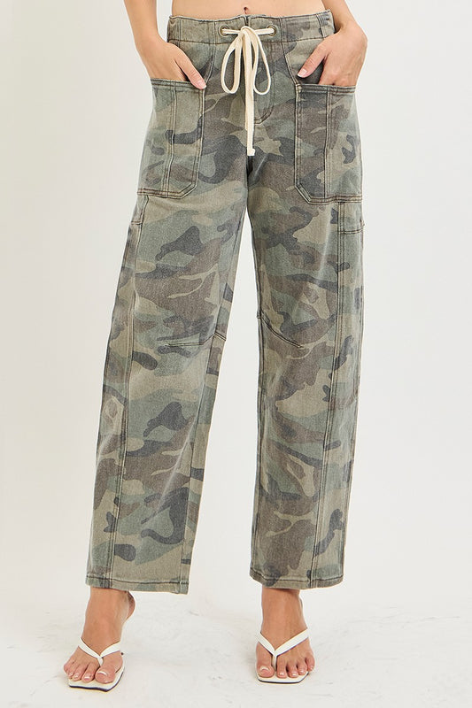 Shauna Crop Barrel Pants - Camo