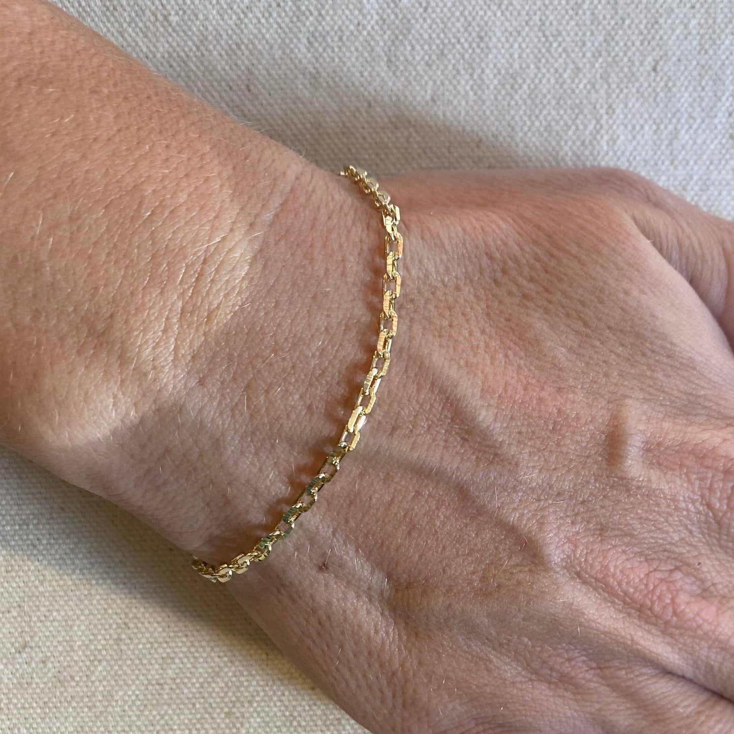 Diamond Cut Anchor Link Bracelet - 18k Gold Filled