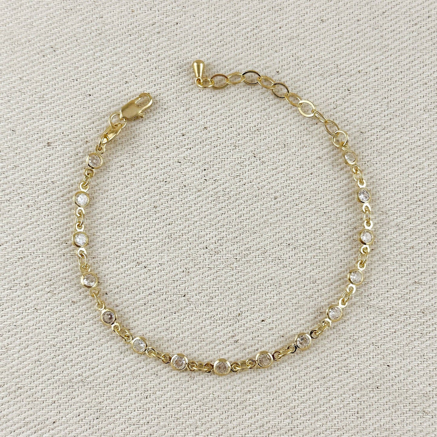 Round Bezel CZ Bracelet - 18k Gold Filled