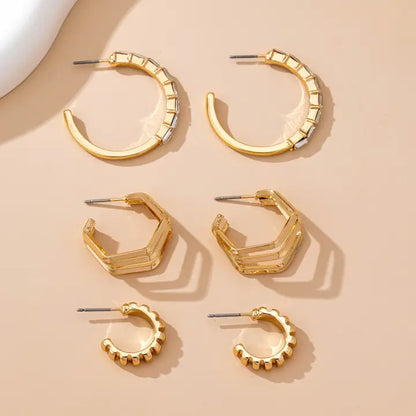 Geo Hoop Trio Set - Gold