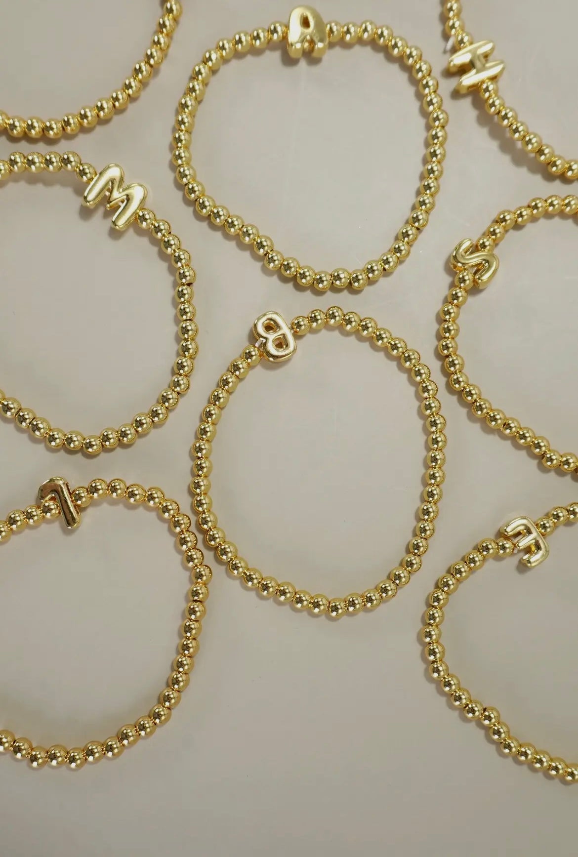 Initial Beaded Bracelet - Gold