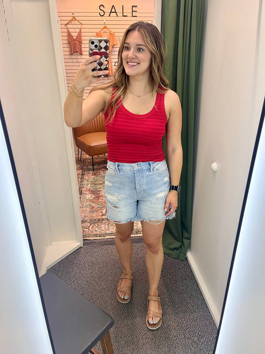 Hannah Reversible Striped Tank - Red OSFM