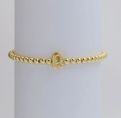 Initial Beaded Bracelet - Gold