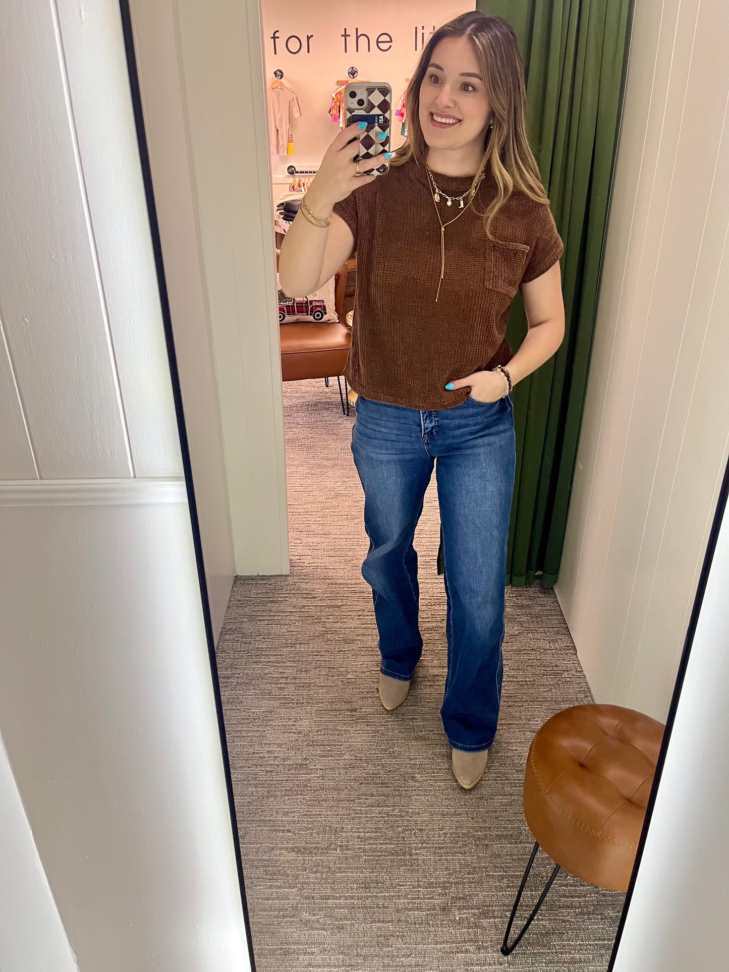 Serena Short Sleeve Sweater - Brown