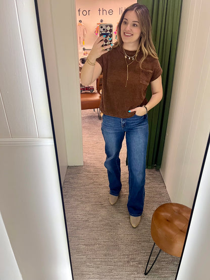 Serena Short Sleeve Sweater - Brown