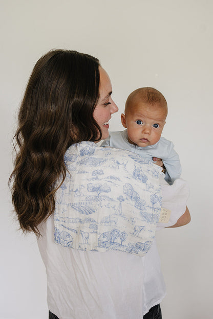 Farm Toile Muslin Burp Cloth