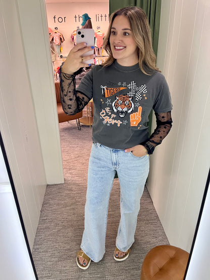 Gracyn Floral Mesh Top - Black