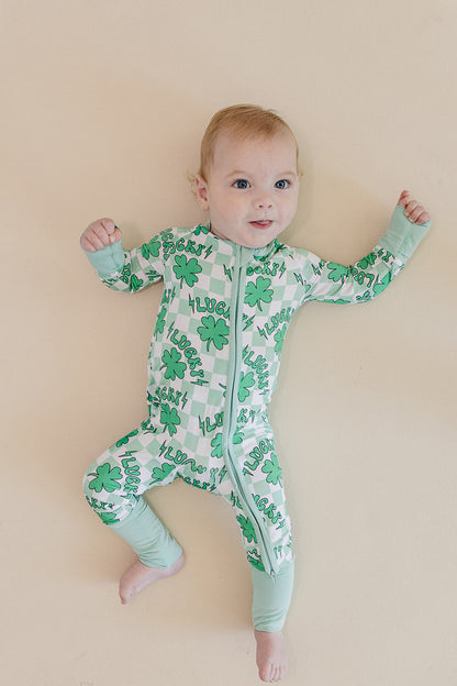 Bamboo Zip Romper | Lucky Shamrock