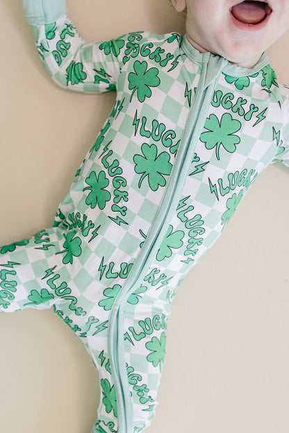 Bamboo Zip Romper | Lucky Shamrock